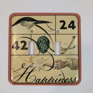 Vintage Creative CO-OP Double Gang Metal Light Switch Plate Cover Bird Happiness